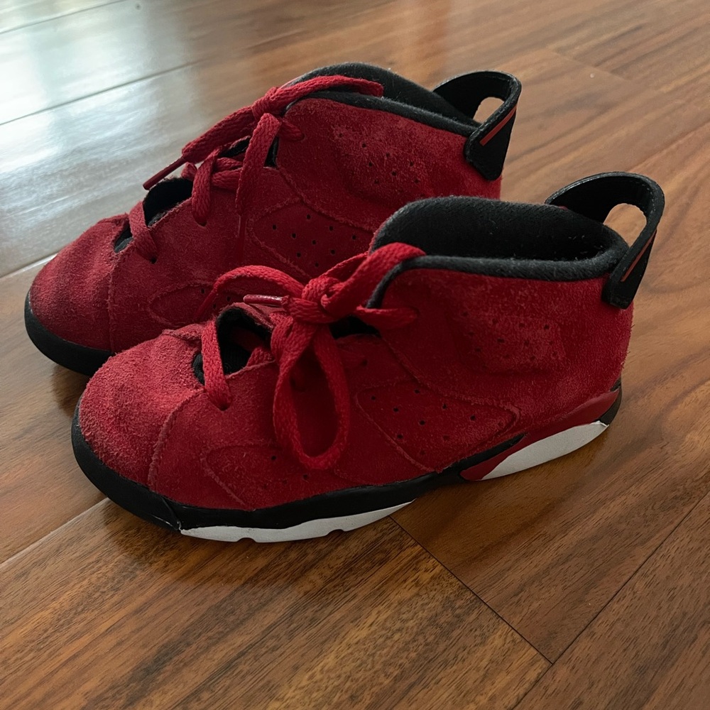 Nike Air Jordan 6 Retro Shoes Toddler 10C Toro Red Athletic Sneakers DV3606-600